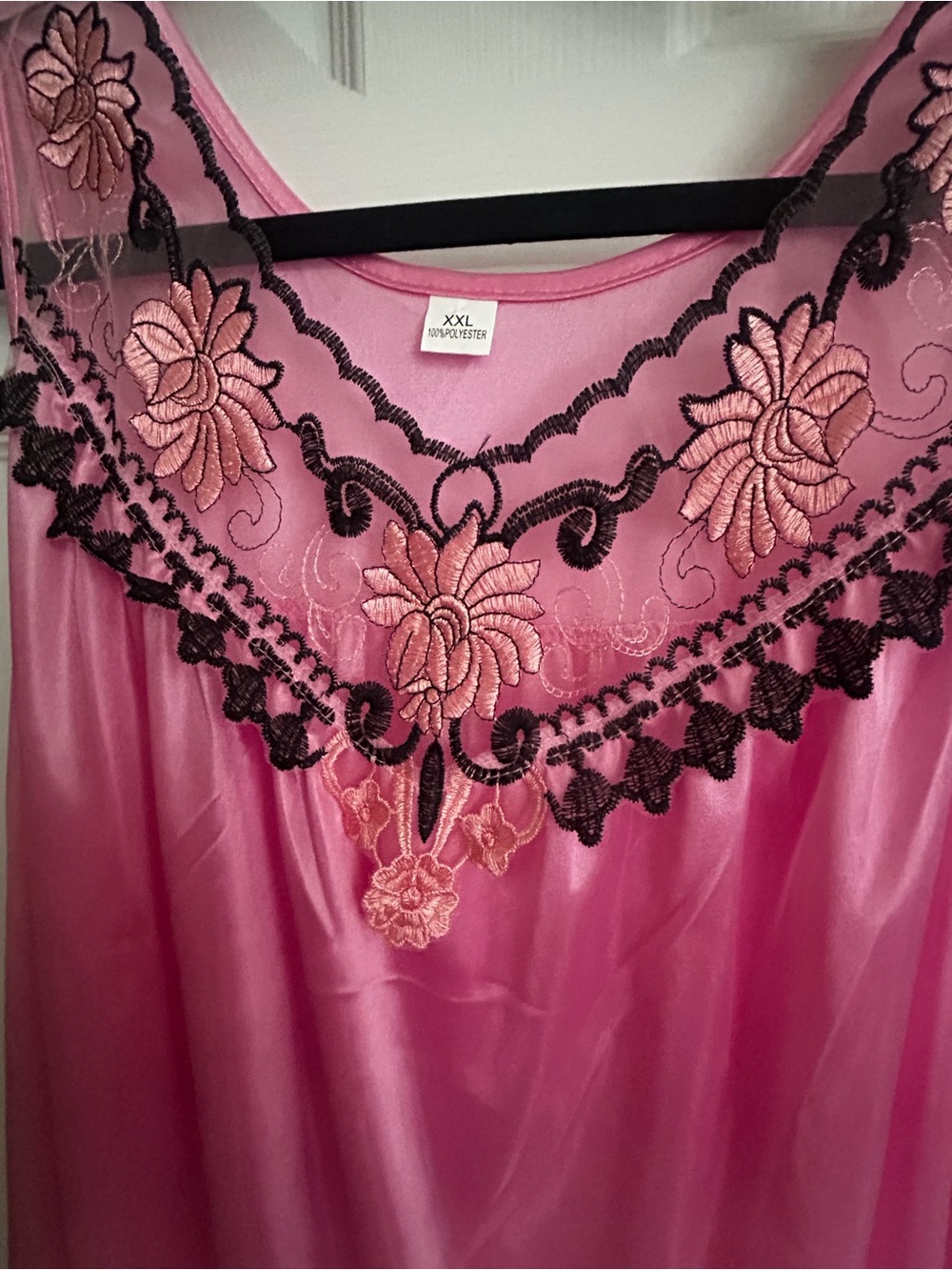 Satin Floral Embroidered XL & 2XL NIGHTGOWN- Purple, Red, Peach, pink NWT